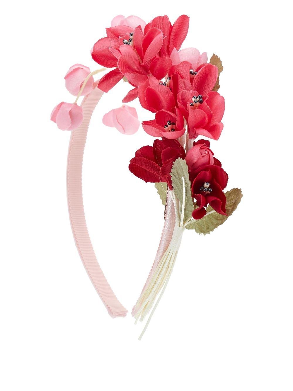 Cerchietto per capelli per bambina Monnalisa rosa con applicazione fiori - Rubino Kids