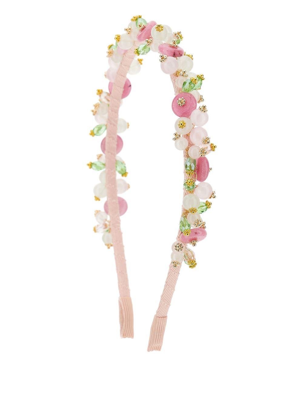 Cerchietto per capelli per bambina Monnalisa rosa con decorazione floreale - Rubino Kids