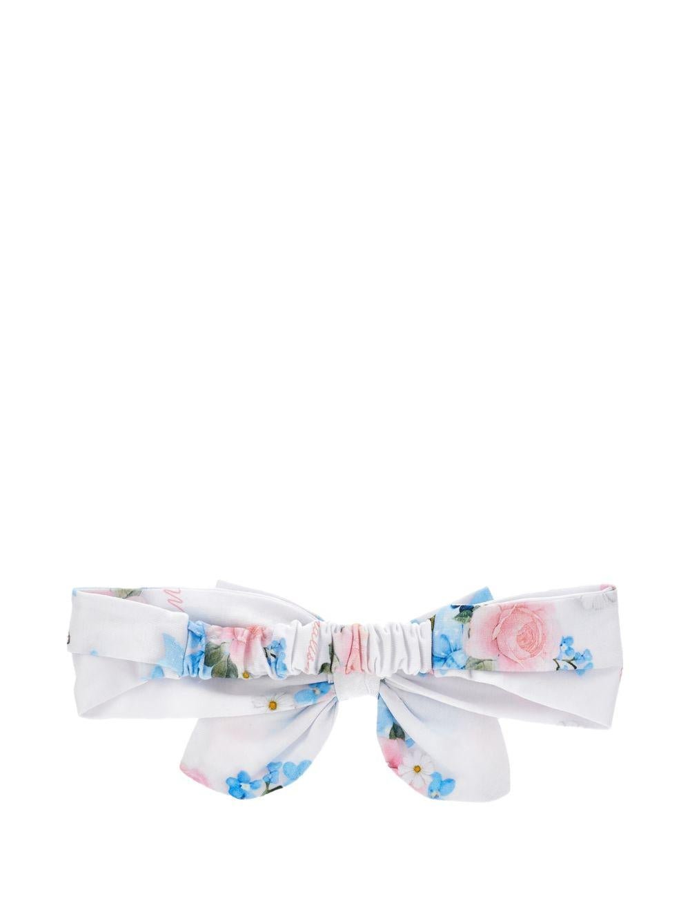 Cerchietto per neonata Monnalisa bianco con stampa fiori - Rubino Kids