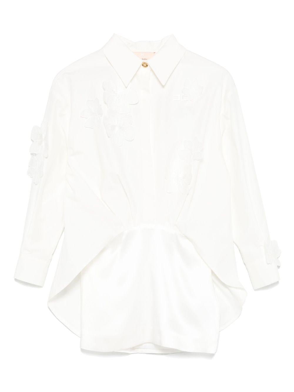 Chemisier per bambina Elisabetta Franchi La Mia Bambina bianco con applicazione a fiori - Rubino Kids