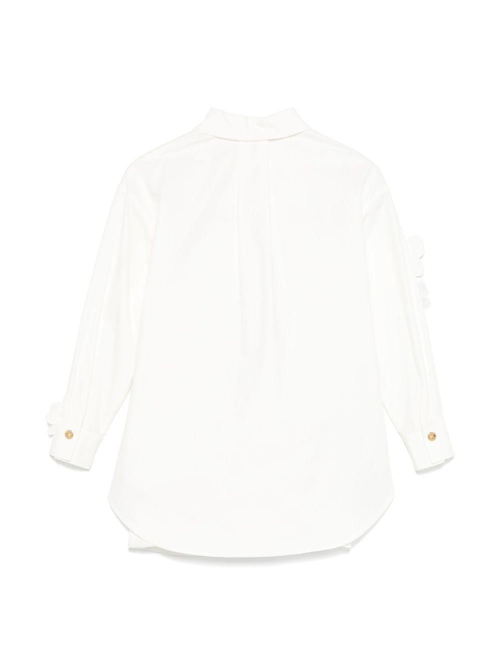 Chemisier per bambina Elisabetta Franchi La Mia Bambina bianco con applicazione a fiori - Rubino Kids