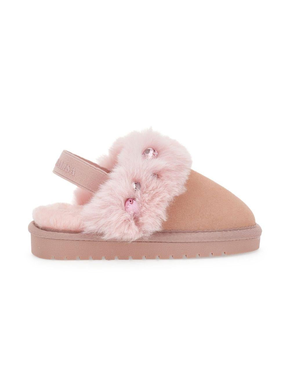 Ciabatte per bambina Monnalisa rosa con finitura in pelliccia sintetica - Rubino Kids