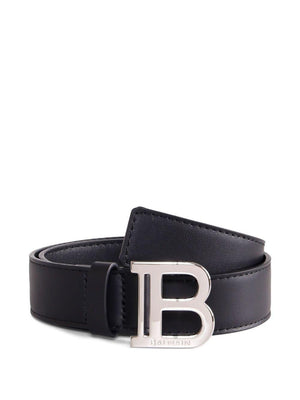 Cintura in pelle bambino Balmain Kids nera con placca logo