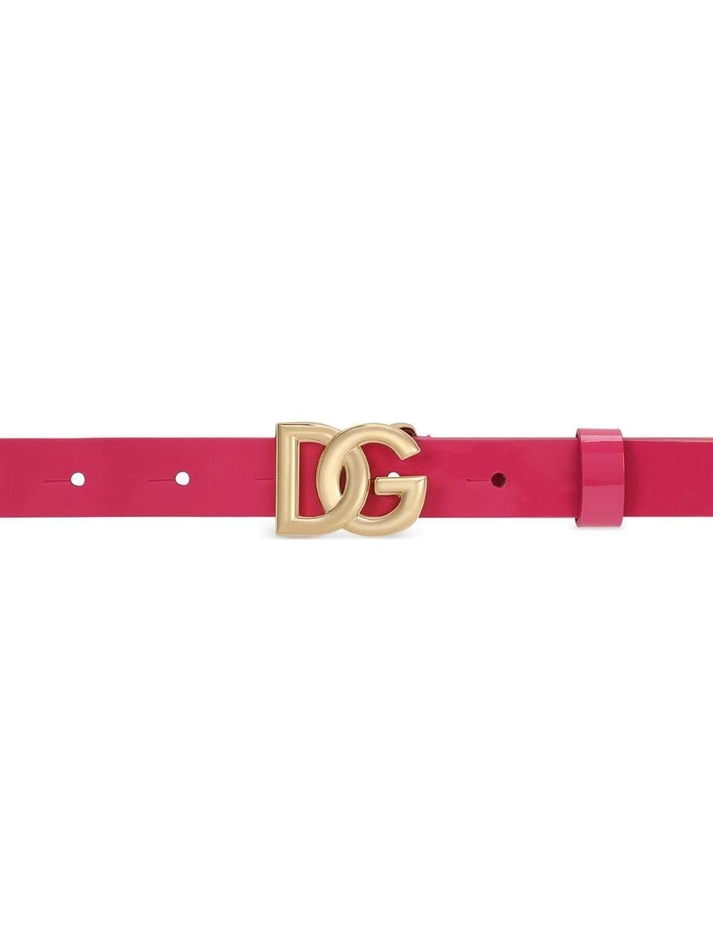 Cintura per bambina Dolce & Gabbana Kids fucsia con logo DG oro - Rubino Kids