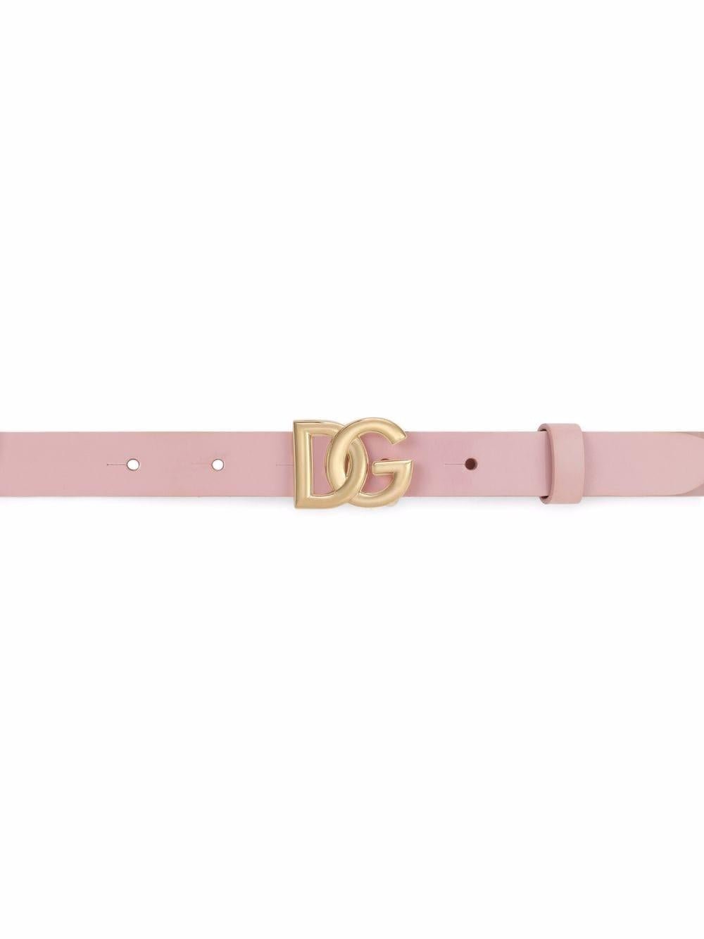 Cintura per bambina Dolce & Gabbana Kids rosa con placca logo oro - Rubino Kids