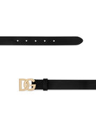 Cintura per bambini Dolce & Gabbana Kids nero con placca DG - Rubino Kids