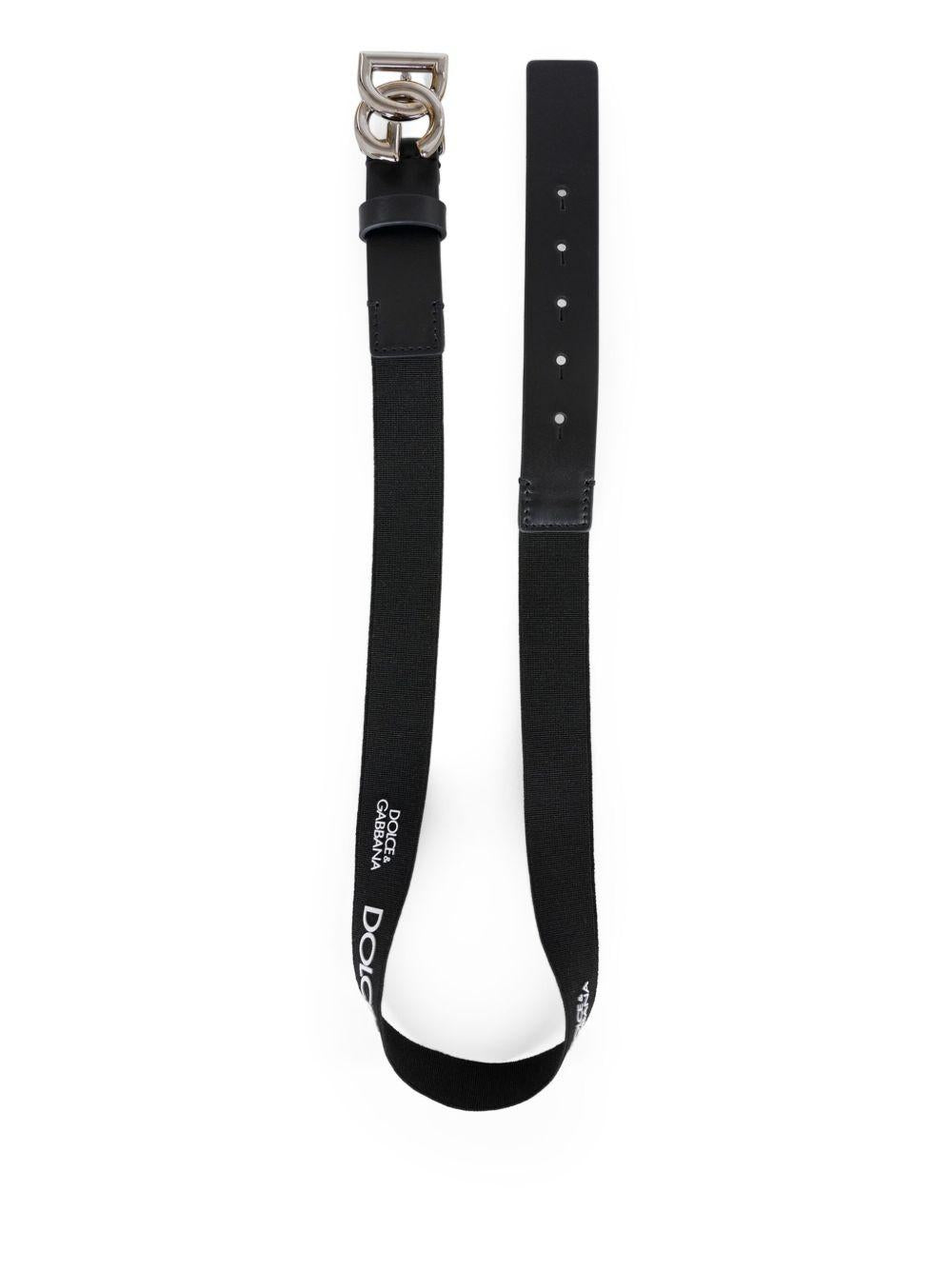 Cintura per bambino Dolce & Gabbana Kids nera con fibbia con logo DG - Rubino Kids