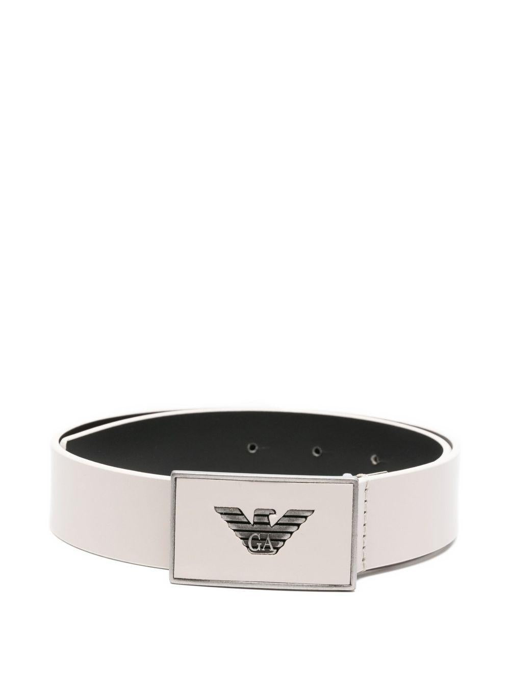 Cintura per bambino Emporio Armani Kids bianca con placca logo - Rubino Kids