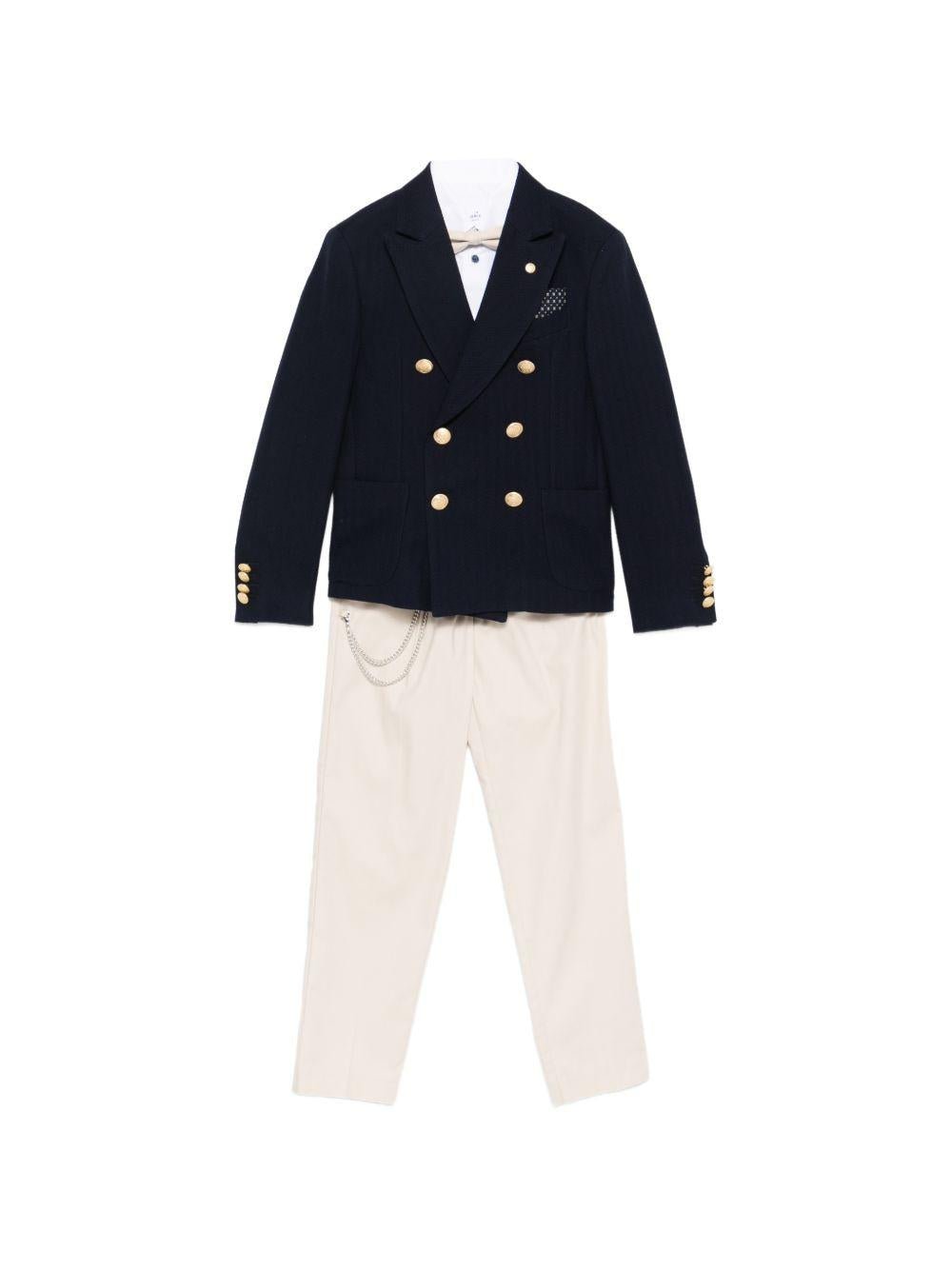 Completo doppiopetto per bambino Colorichiari blu con catena rimovibile (5 pezzi) - Rubino Kids