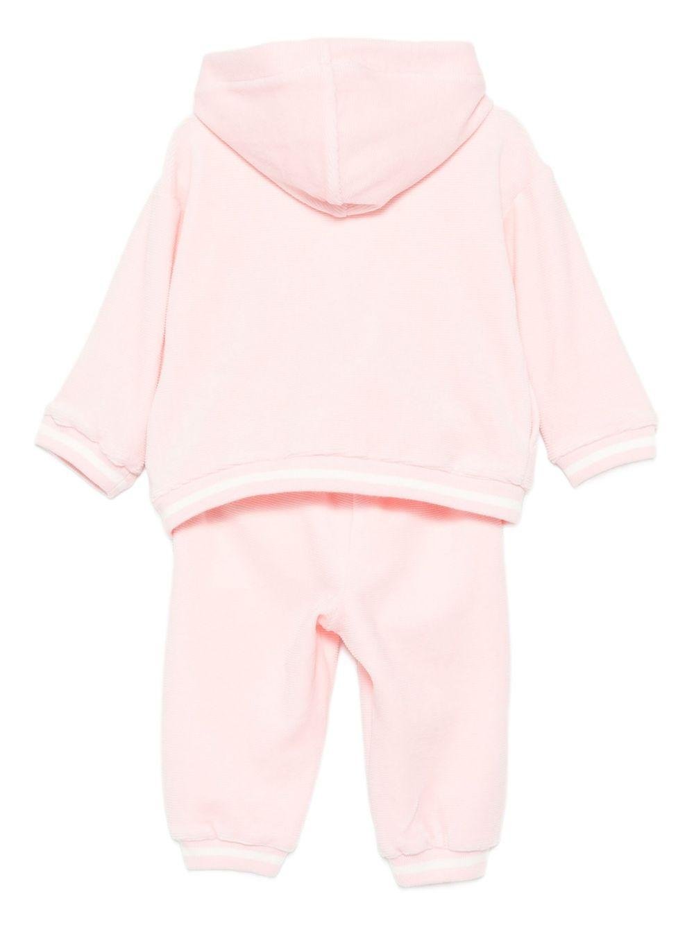 Completo felpa e pantaloni per neonata Moschino Kids rosa con ricamo orsetto - Rubino Kids