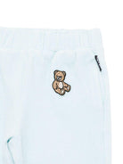 Completo felpa e pantaloni per neonato Moschino Kids azzurra con ricamo orsetto - Rubino Kids