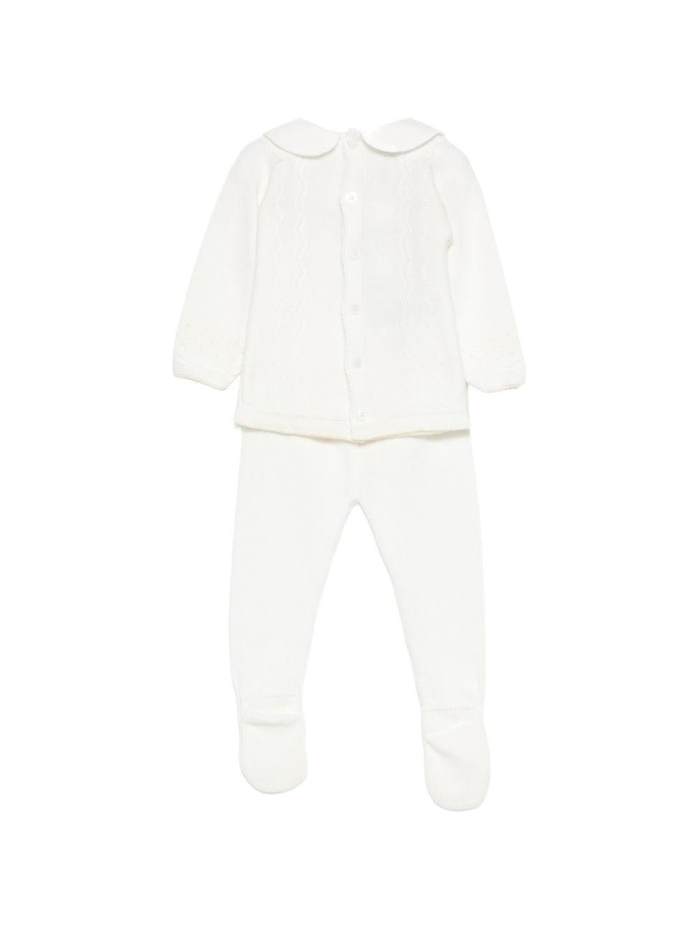 Completo maglioncino e pantaloni per neonati Paz Rodriguez bianco con colletto alla Peter Pan - Rubino Kids