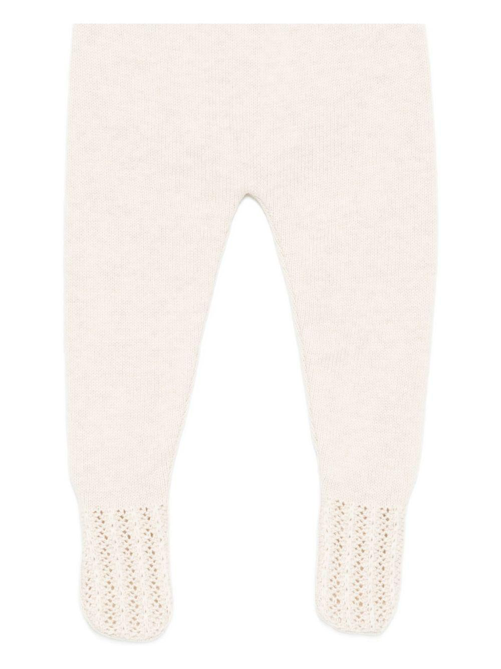 Completo maglione e pataloni per neonati Paz Rodríguez beige con dettagli traforati - Rubino Kids