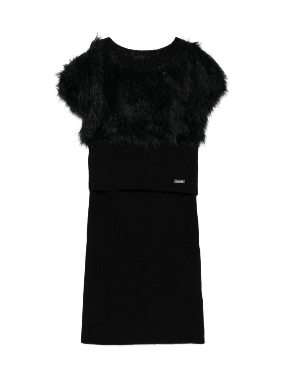 Completo per bambina Monnalisa nero con dettagli in pelliccia - Rubino Kids