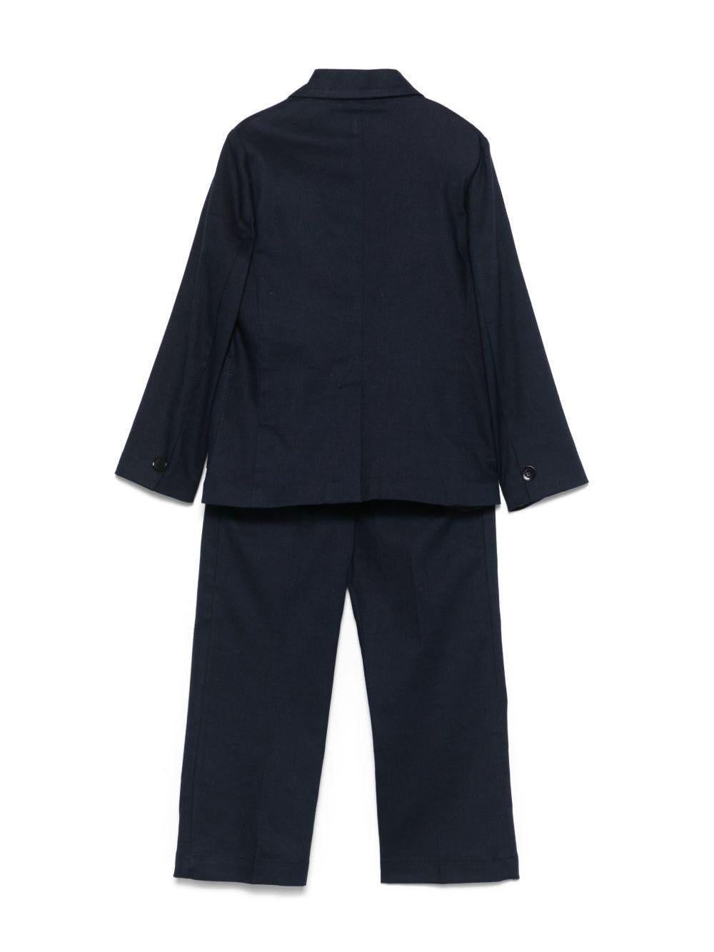 Completo per bambino Paolo Pecora Kids blu in twill con giacca monopetto - Rubino Kids
