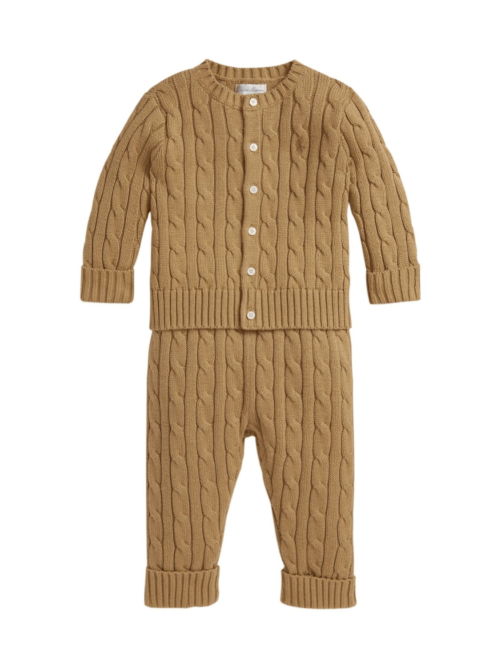 Completo per neonati Polo Ralph Lauren Kids marrone con maglia intrecciata - Rubino Kids