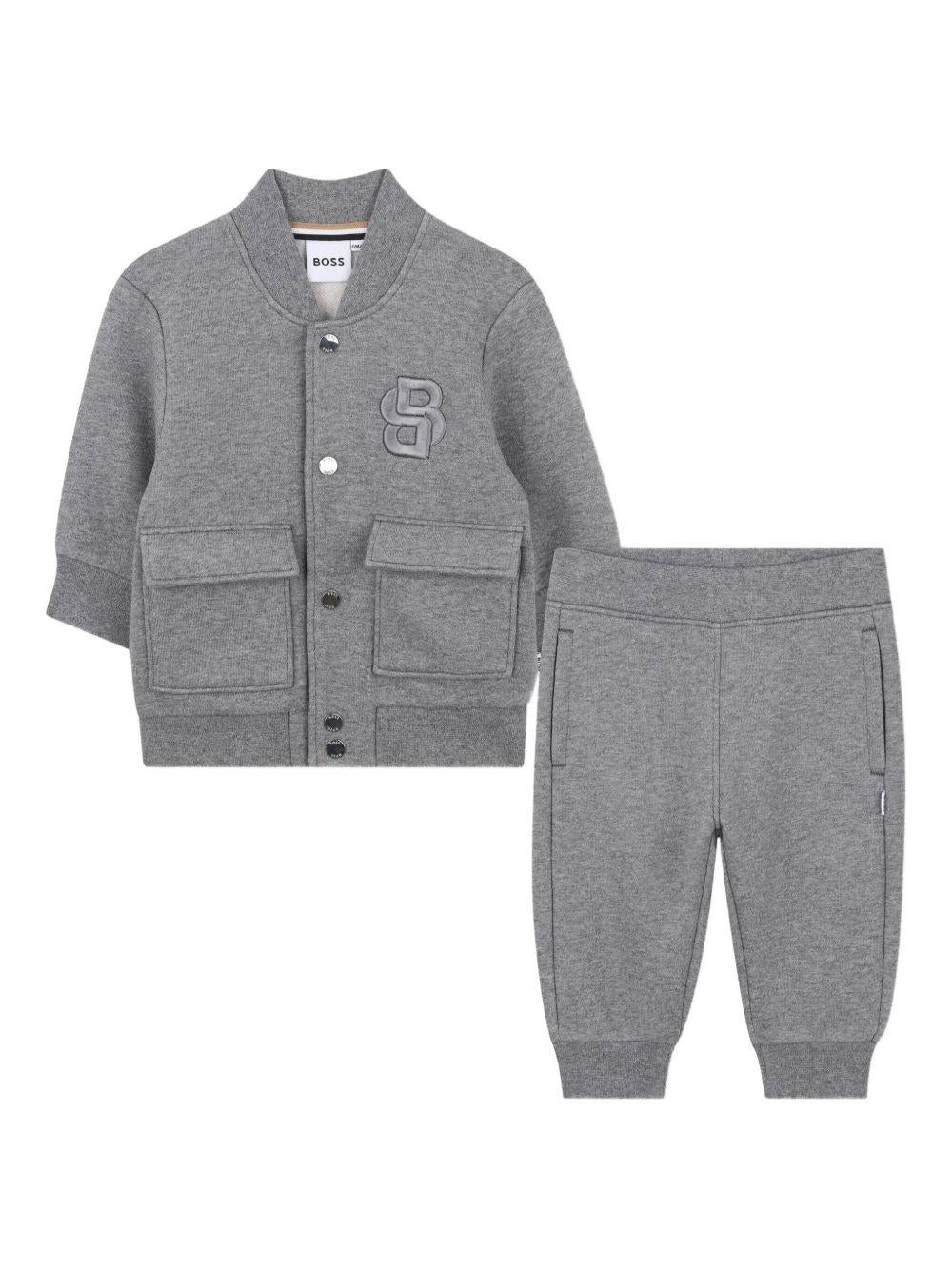 Completo per neonato Boss Kids grigio con applicazione logo - Rubino Kids