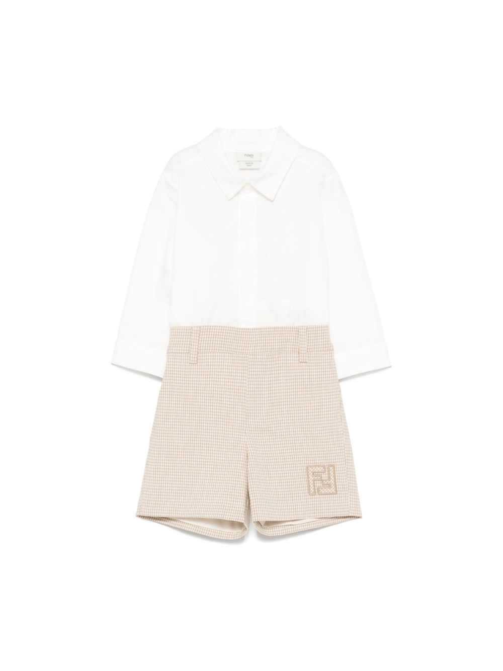 Completo per neonato Fendi Kids bianco e beige con bottoni anteriori - Rubino Kids