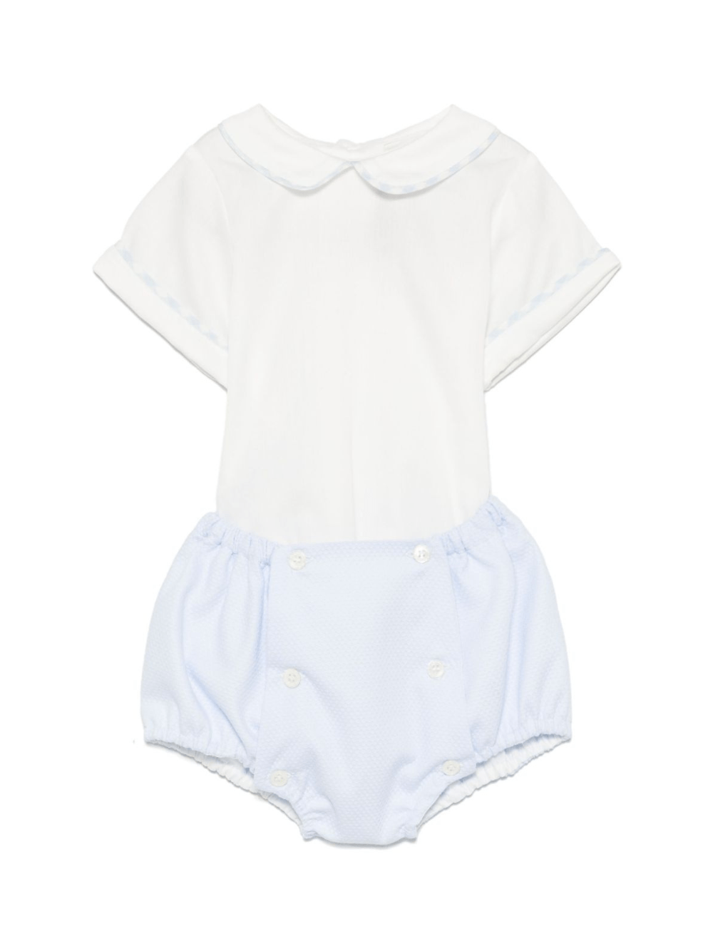 Completo per neonato La Stupenderia bianco con shorts in cotone e colletto Peter Pan - Rubino Kids