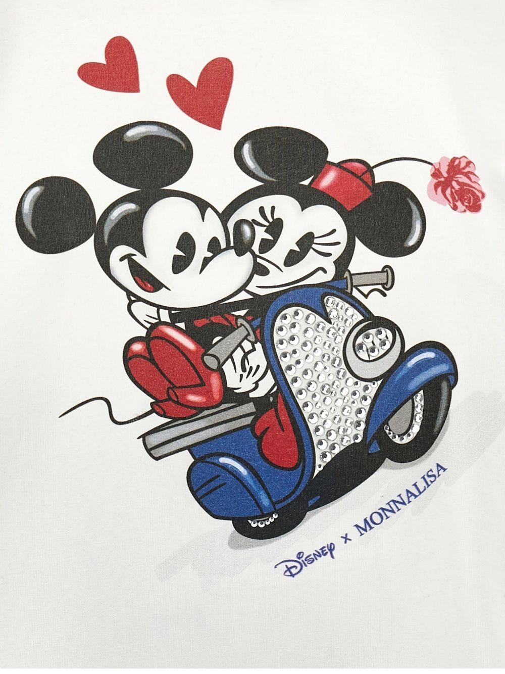 Completo t-shirt e leggins Monnalisa x Disney blu con stampa grafica Topolino e Minnie - Rubino Kids