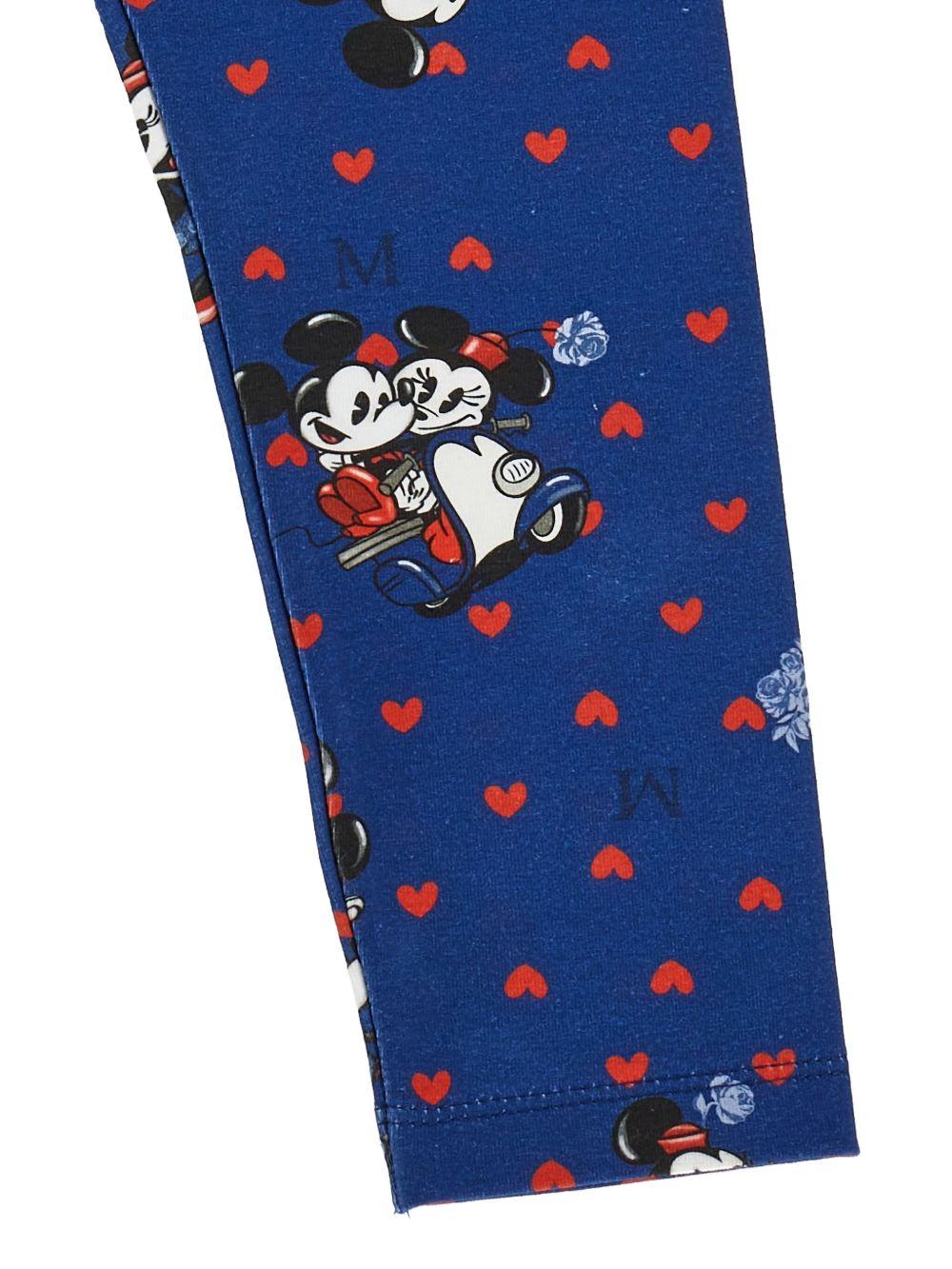 Completo t-shirt e leggins Monnalisa x Disney blu con stampa grafica Topolino e Minnie - Rubino Kids