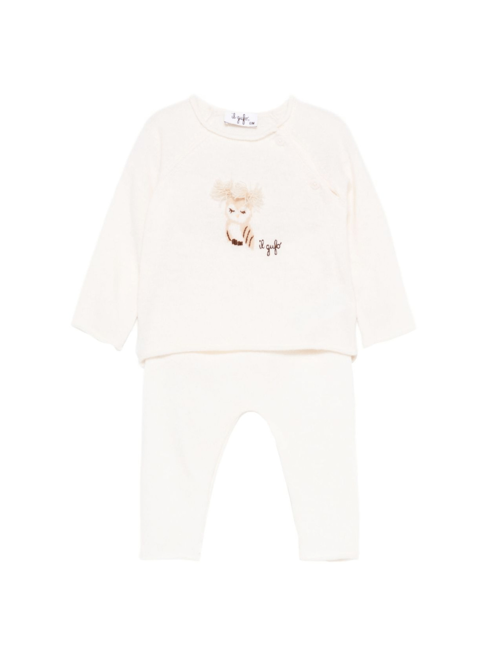 Completo t-shirt e pantaloni per neonati Il Gufo bianco con motivo gufo - Rubino Kids