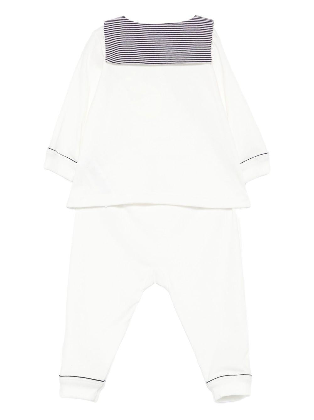 Completo t-shirt e pantaloni per neonato Petit Batea bianco con ricamo cuore - Rubino Kids