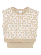 Completo top e gonna per bambina Givenchy Kids beige con motivo intarsiato - Rubino Kids