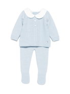 Completo top e pantaloni per neonato Paz Rodrìguez azzurro con colletto alla Peter Pan - Rubino Kids