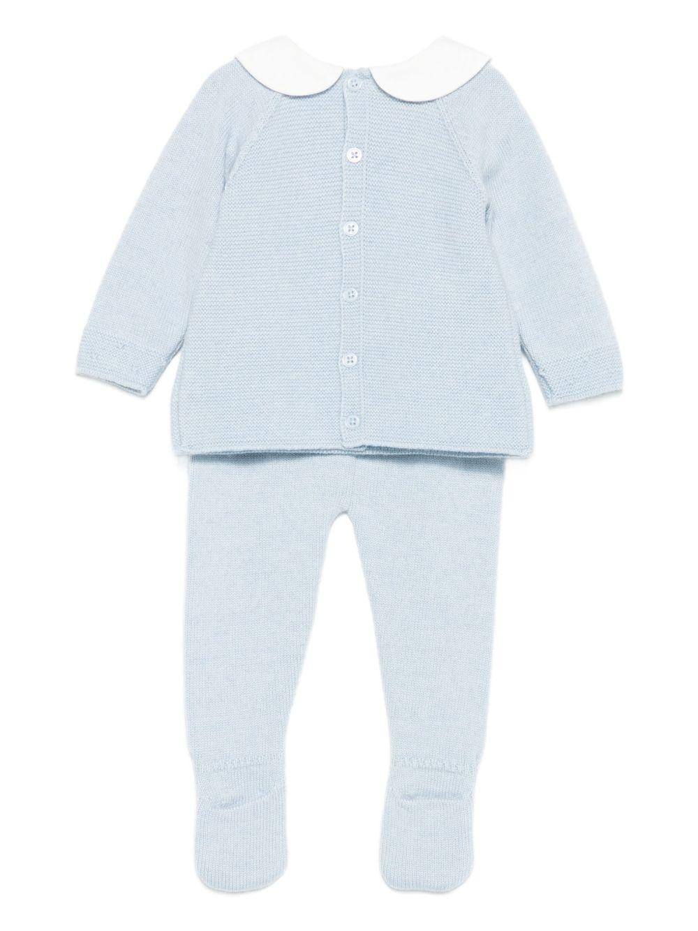 Completo top e pantaloni per neonato Paz Rodrìguez azzurro con colletto alla Peter Pan - Rubino Kids