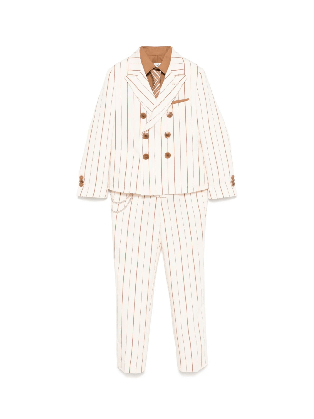 Completo tre pezzi per bambino Colorichiari beige gessato con doppiopetto - Rubino Kids