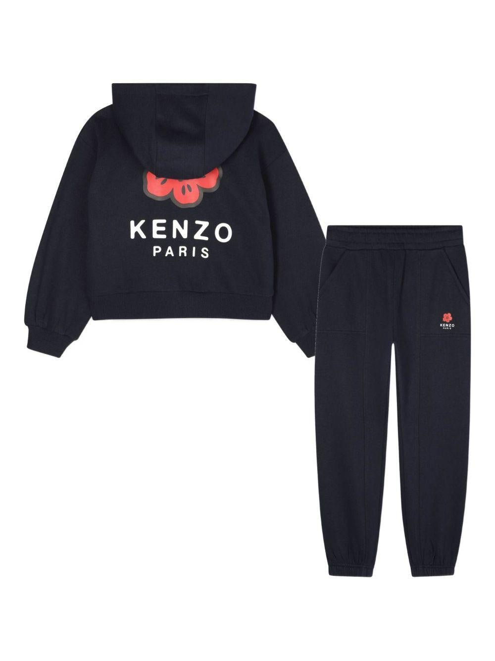 Completo tuta sportiva per bambina Kenzo Kids blu con grafica sul davanti - Rubino Kids