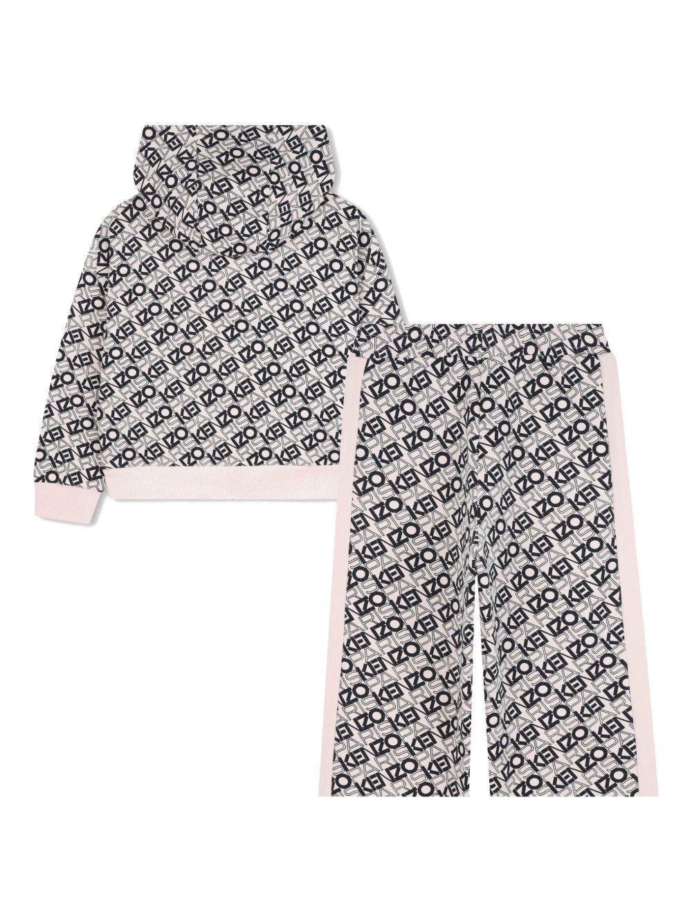 Completo tuta sportiva per bambina Kenzo Kids rosa con stampa con logo all - over - Rubino Kids