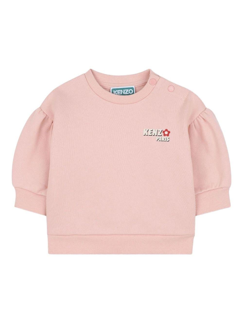 Completo tuta sportiva per neonata Kenzo Kids rosa con logo stampato - Rubino Kids