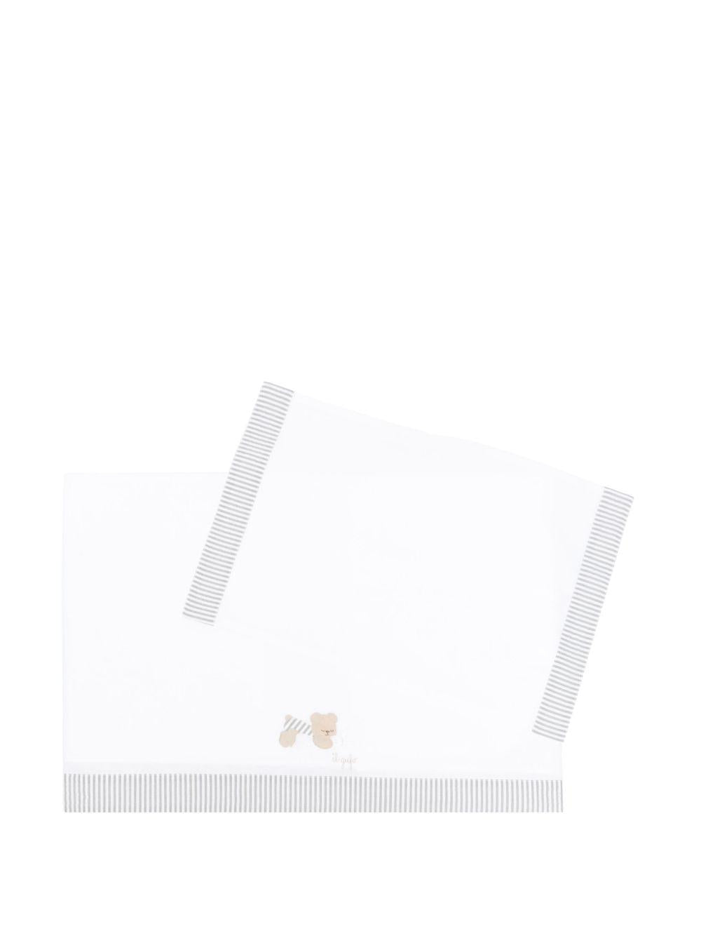 Coperta con orli a righe per neonato Il Gufo bianco con bordo a righe - Rubino Kids