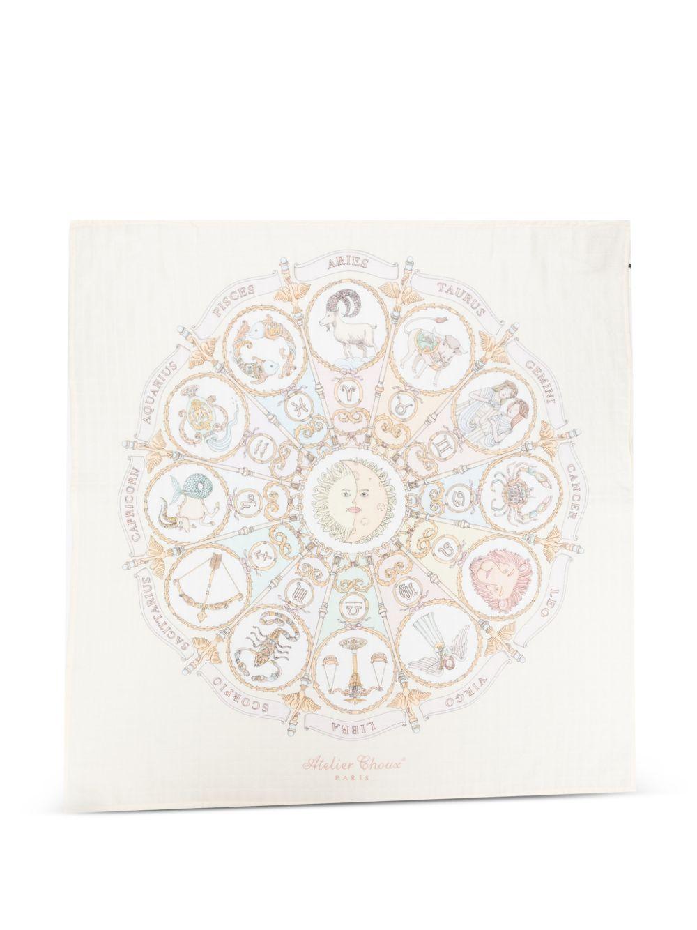 Coperta da culla per neonati Atelier Choux giallo con stampa zodiacale - Rubino Kids