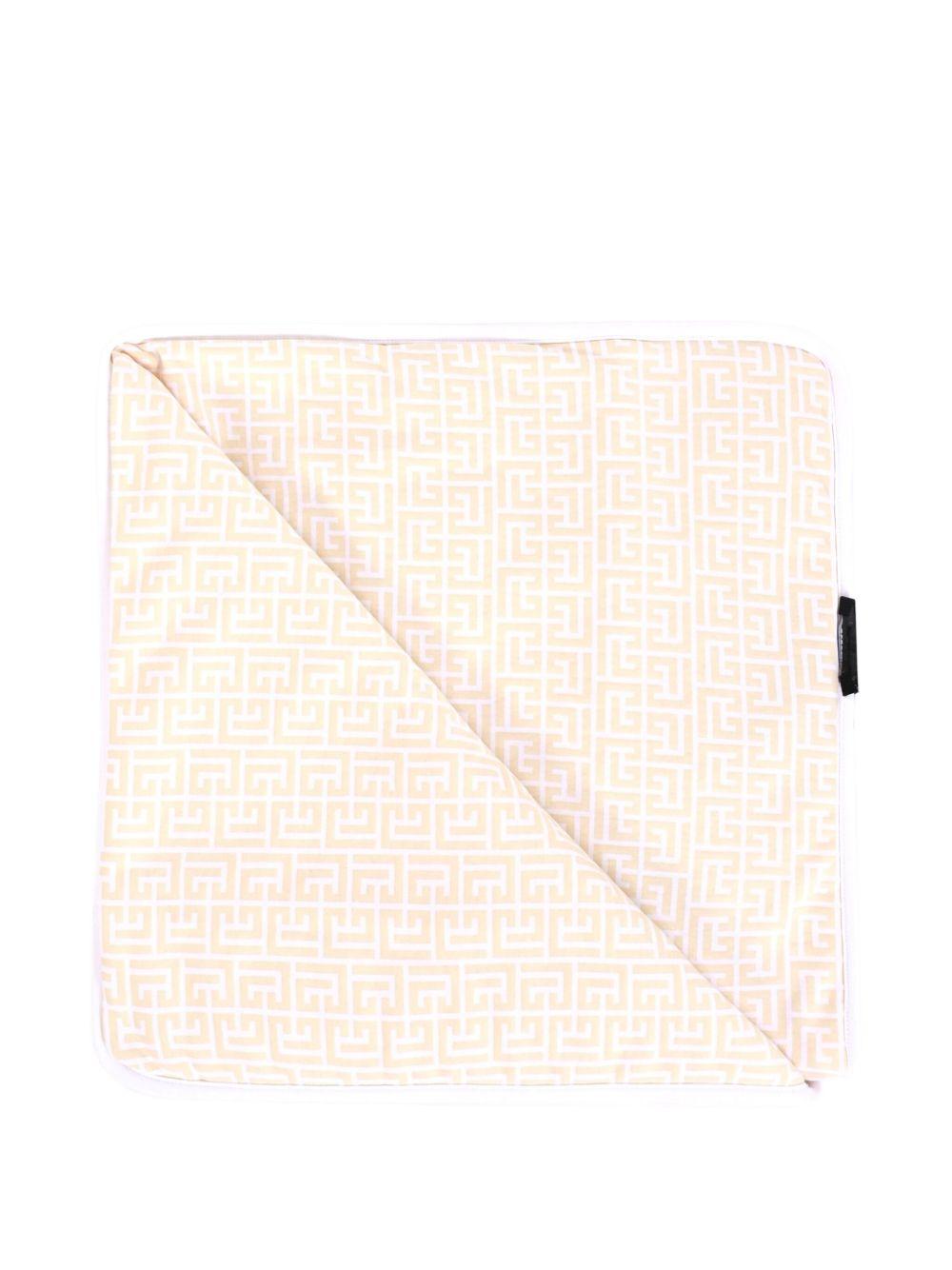 Coperta per neonata Balmain Kids rosa con logo ricamato e forma quadrata - Rubino Kids