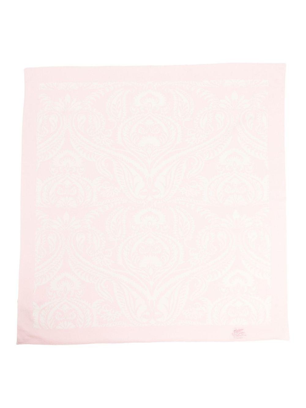 Coperta per neonata Etro Kids rosa con motivo damascato - Rubino Kids