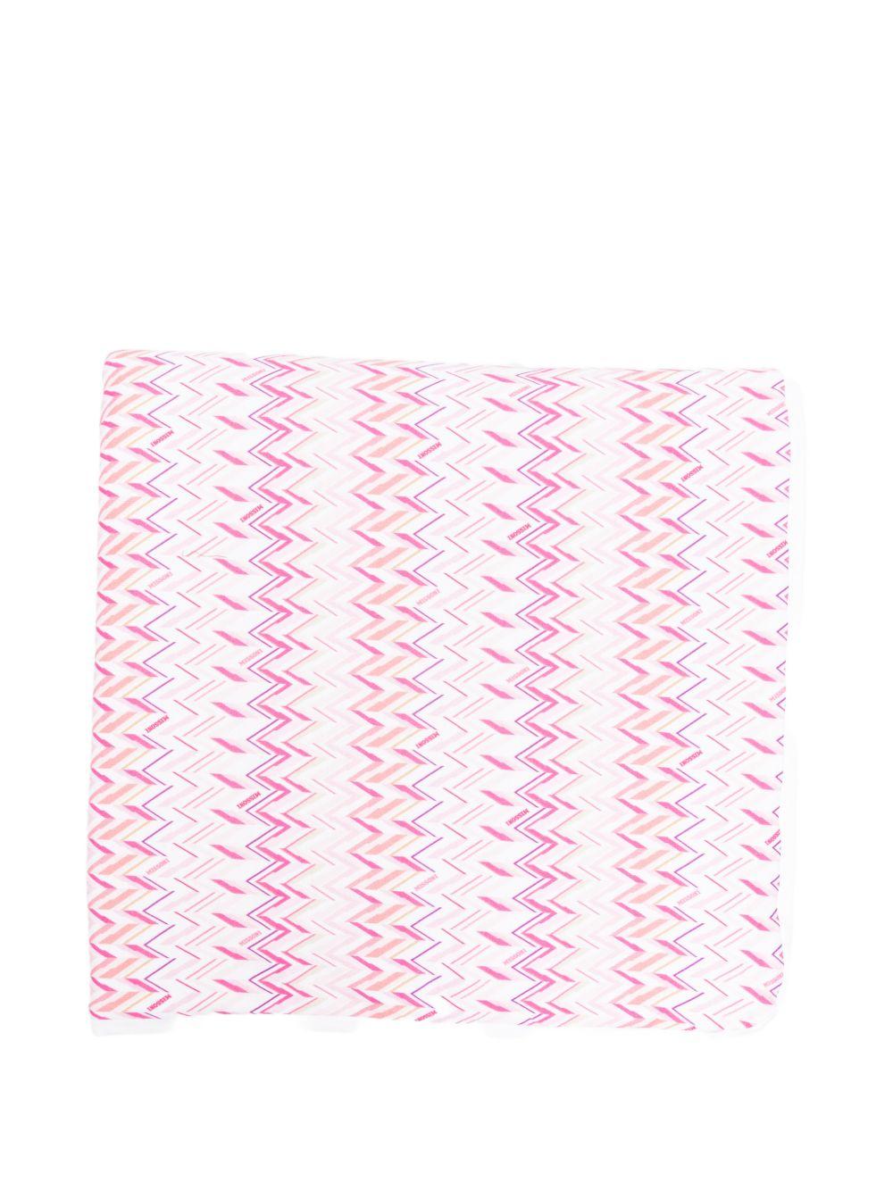 Coperta per neonata Missoni Kids rosa con motivo a zigzag - Rubino Kids