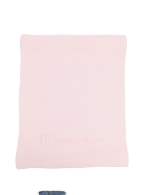 Monnalisa pink embroidered cotton baby blanket