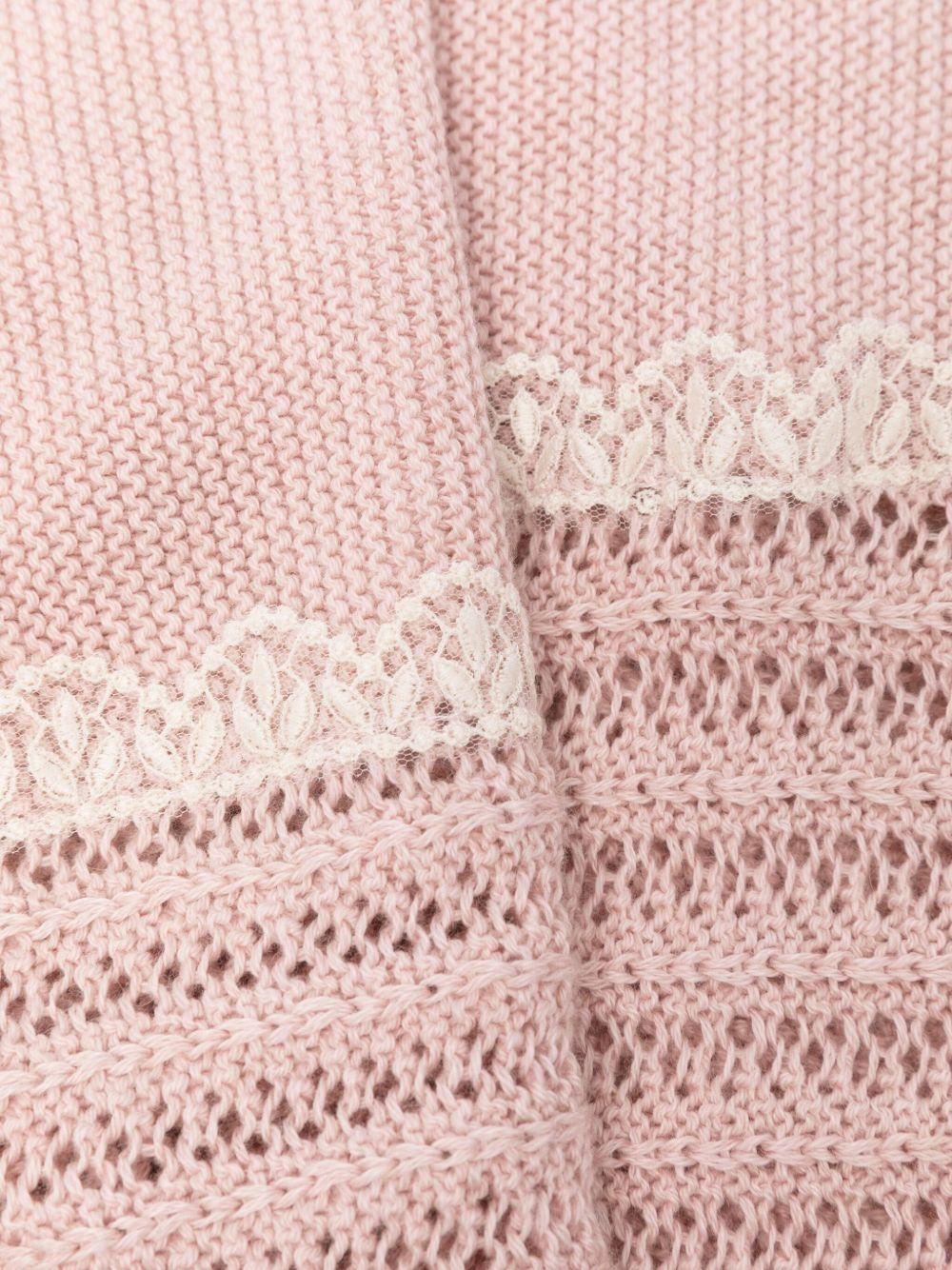 Coperta per neonata Paz Rodríguez rosa con bordo in pizzo - Rubino Kids