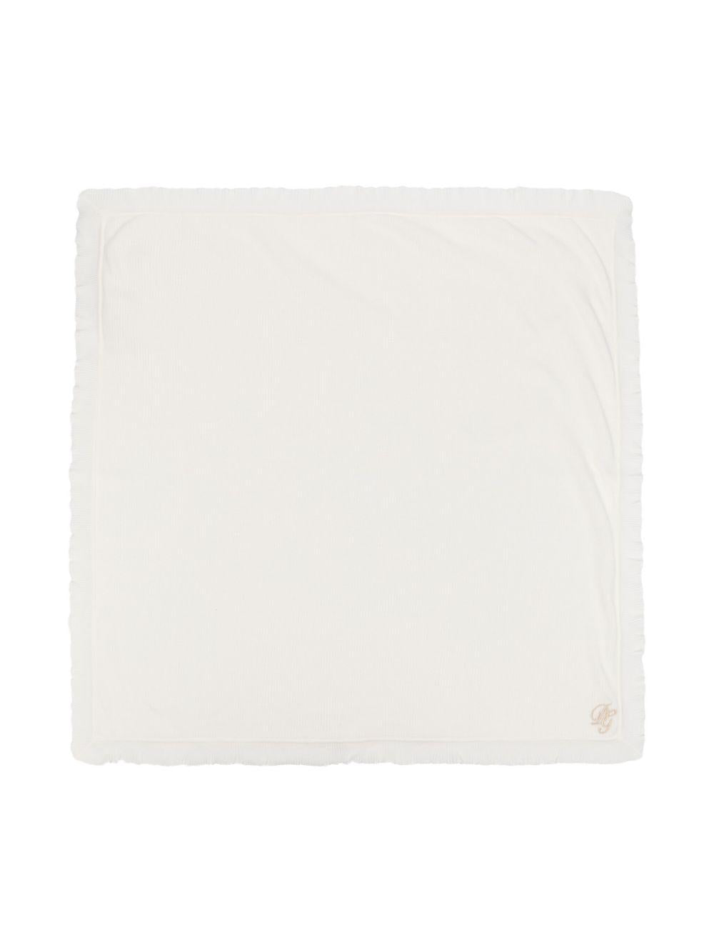 Coperta per neonati Dolce & Gabbana Kids bianco con ricamo con orlo increspato - Rubino Kids