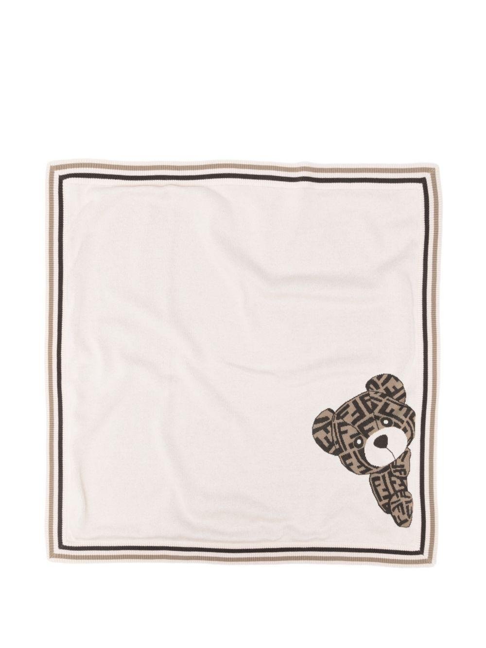 Coperta per neonati Fendi Kids beige con ricamo orsetto - Rubino Kids