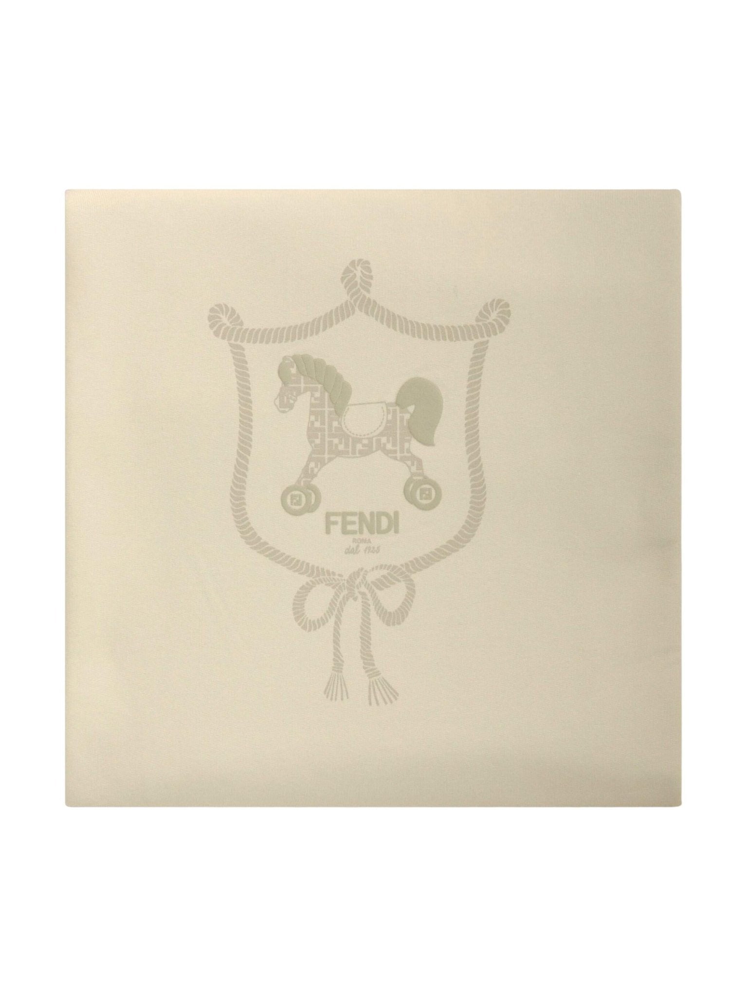 Coperta per neonati Fendi Kids beige con stampa Cavallino Fendi sul davanti - Rubino Kids