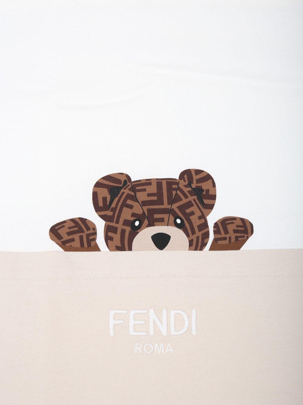 Coperta per neonati Fendi Kids beige con stampa con orsetto - Rubino Kids