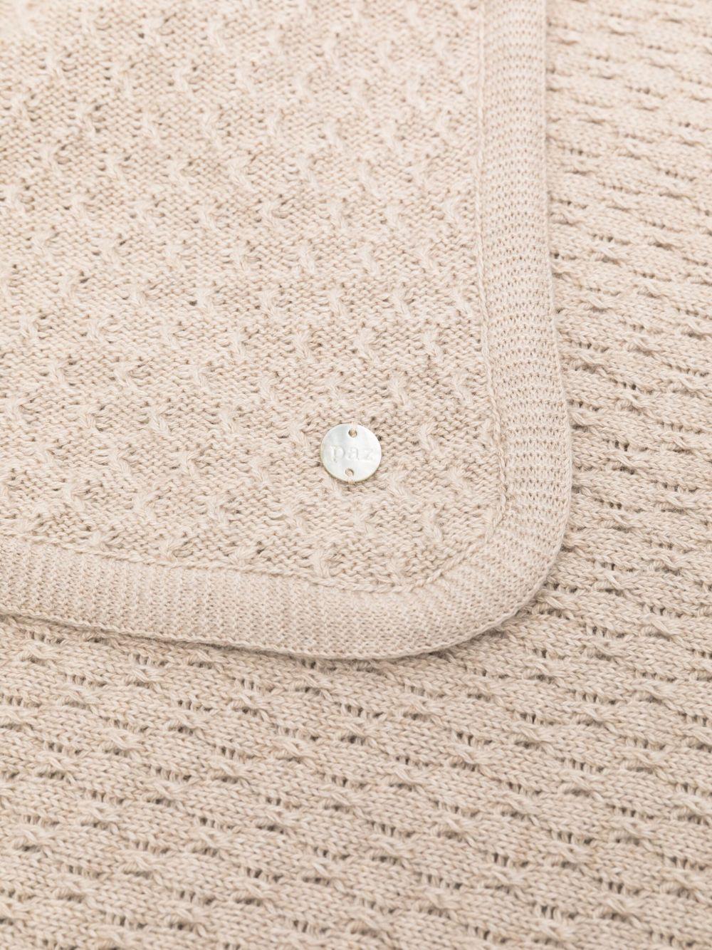 Coperta per neonati Paz Rodrìguez beige con logo in tessuto testurizzato - Rubino Kids