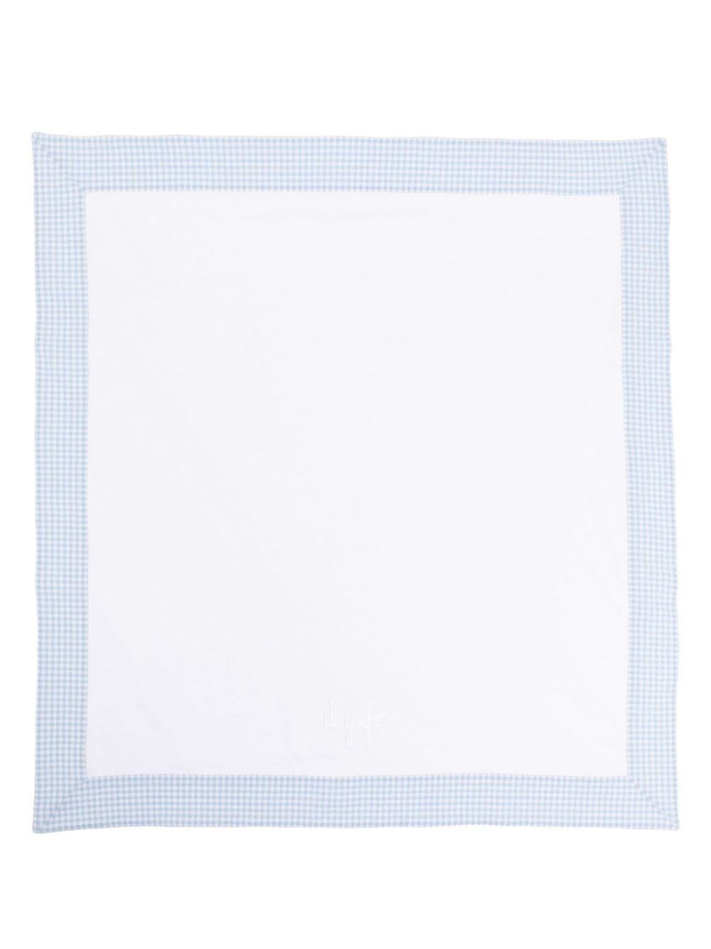 Coperta per neonato Il Gufo bianco con bordo a quadri - Rubino Kids