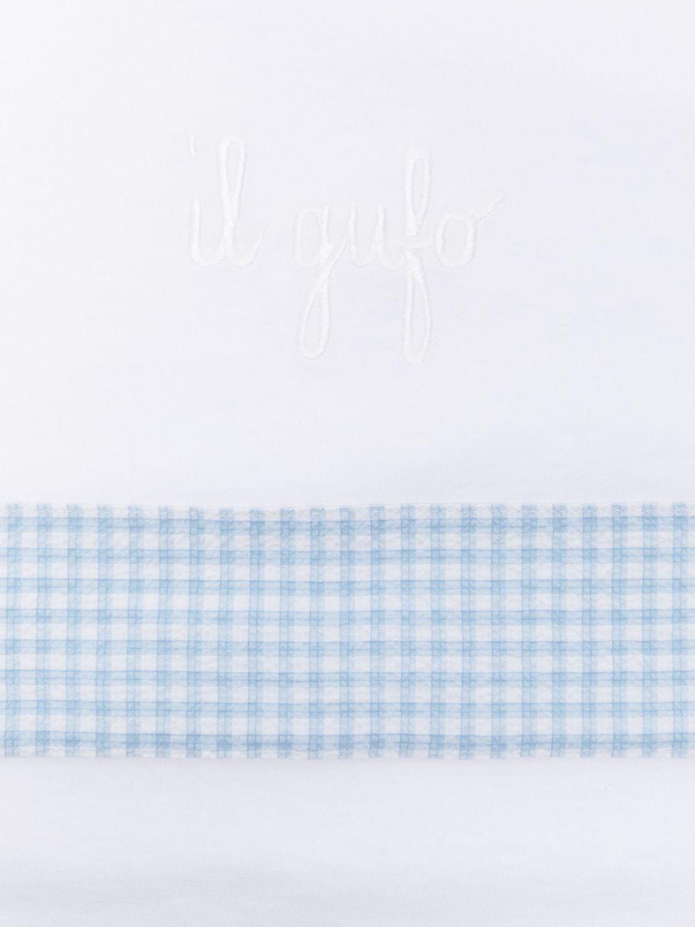 Coperta per neonato Il Gufo bianco con bordo a quadri - Rubino Kids