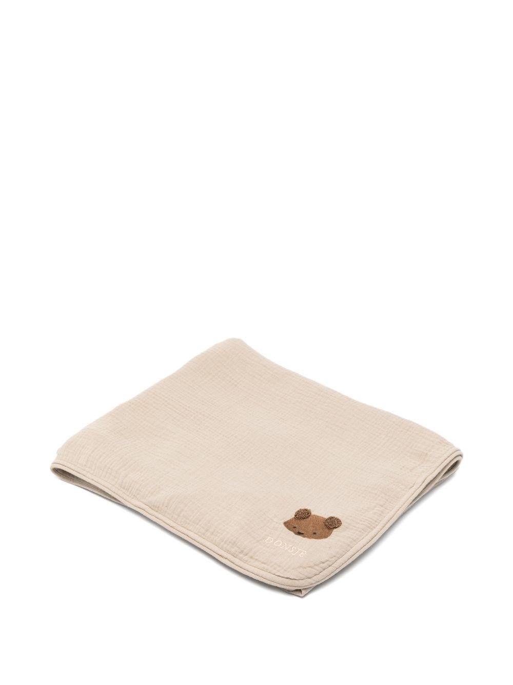 Coperta Plokie per neonati Donsje beige con ricamo orsetto - Rubino Kids