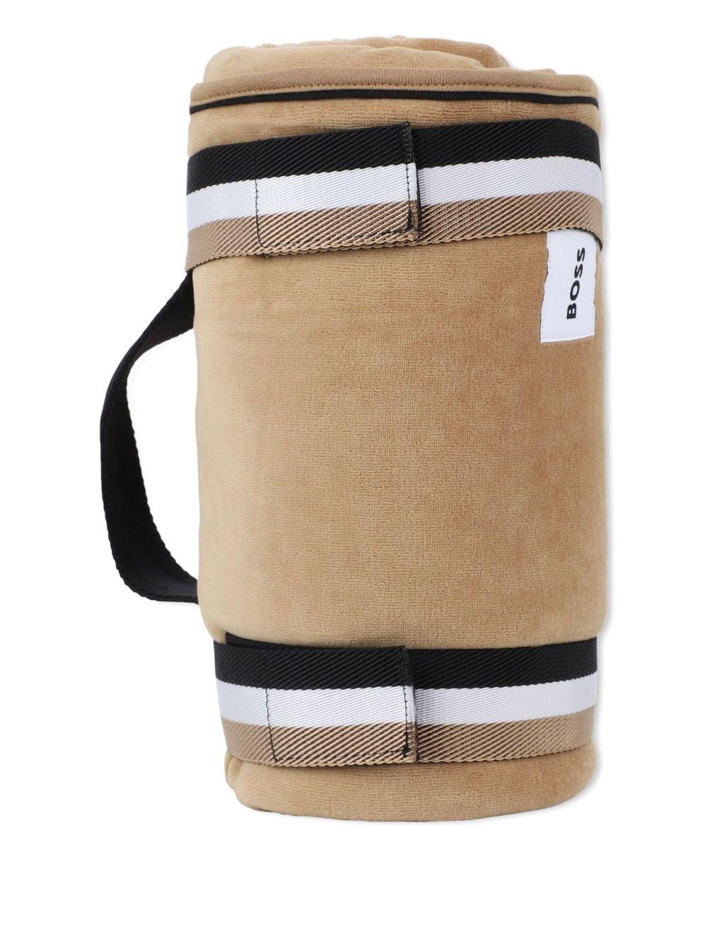 Coperta reversibile per neonato Boss Kids beige con design con logo - Rubino Kids